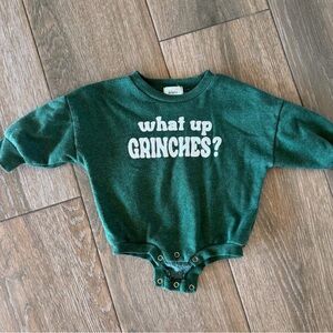 Green Kids Shirt with 'What Up Grinches?' Print
